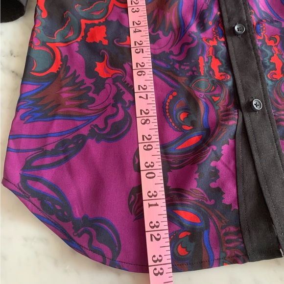 Diesel Black Gold blouse|tunic in rich purple floral with black sleeves size 36 - Picture 8 of 9